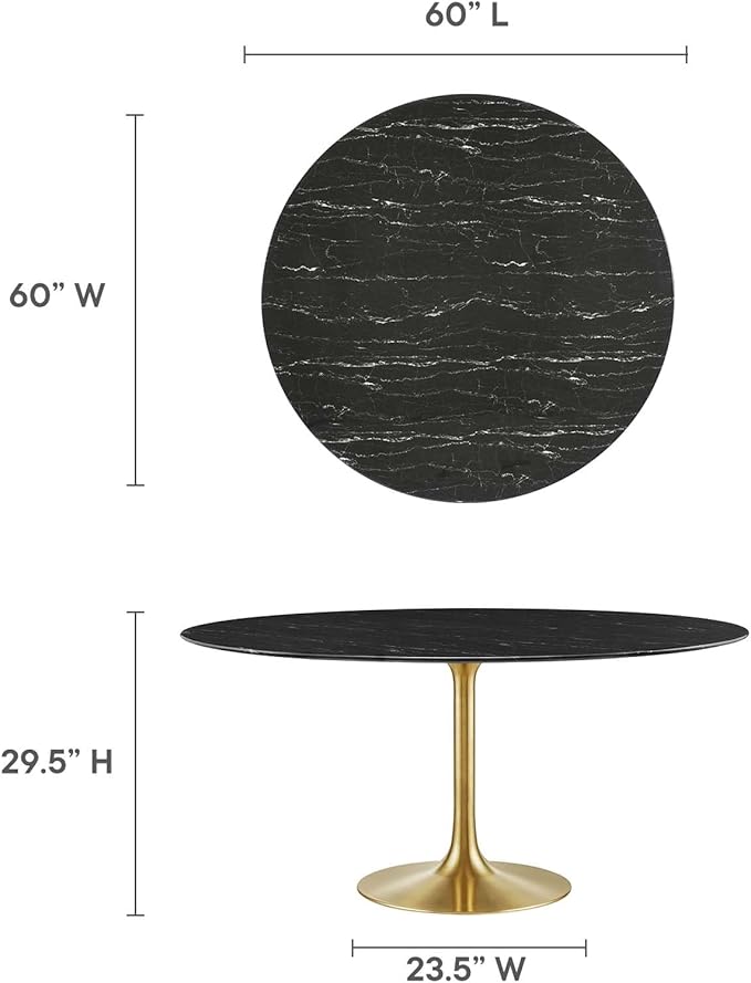 Modway Lippa Dining Table, 60", Gold Black