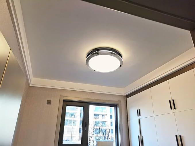 Flush Mount Ceiling Light with Remote: 2 Pack 10 Inch Lights fixture, 3000K-4500K-6000K Adjustable 3 Color Temperature, Dimmable Lighting Fixtures for Kitchen Bedroom Hardwired Installation (Black)