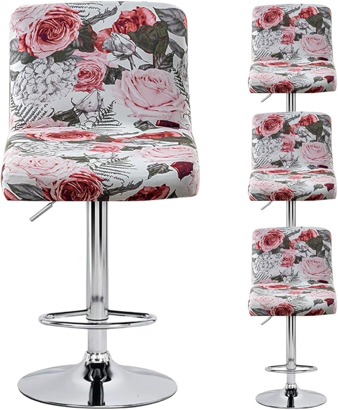 Levoberg Bar Stools Cover Set of 4 Printed Armless Swivel Barstools Slipcovers with Backs Stretch Square Counter Height Bar Stools Covers Mid Low Back Chair Cover for Kitchen Dining Room Bar #9