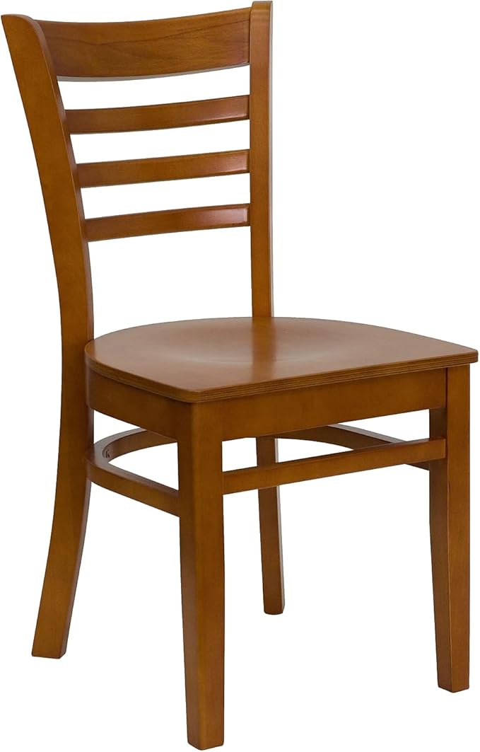 Flash Furniture 2 Pack HERCULES Series Ladder Back Cherry Wood Restaurant Chair