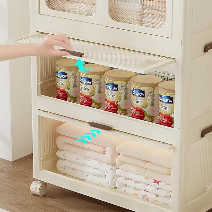Chekki's Portable Wardrobe Closet with Shelves; Foldable Design for Easy Storage; Transparent Cabinet Doors; Children, Kids Wardrobe