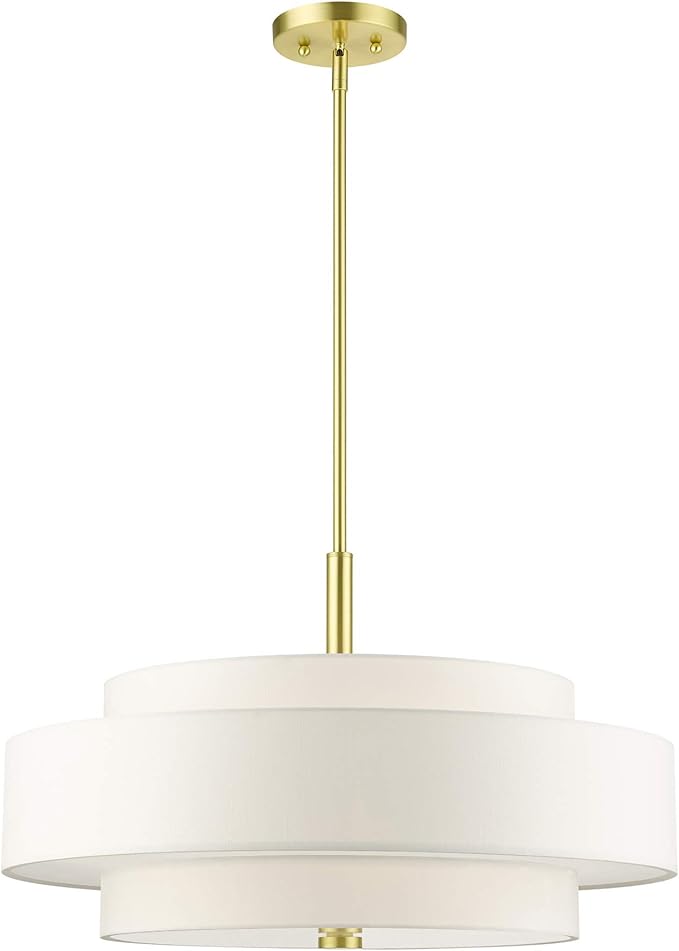 Livex Lighting 50875-12 Meridian 5 Light Chandelier, Satin Brass, 24 x 24 x 53