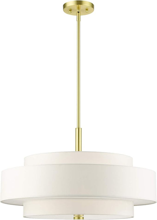 Livex Lighting 50875-12 Meridian 5 Light Chandelier, Satin Brass, 24 x 24 x 53
