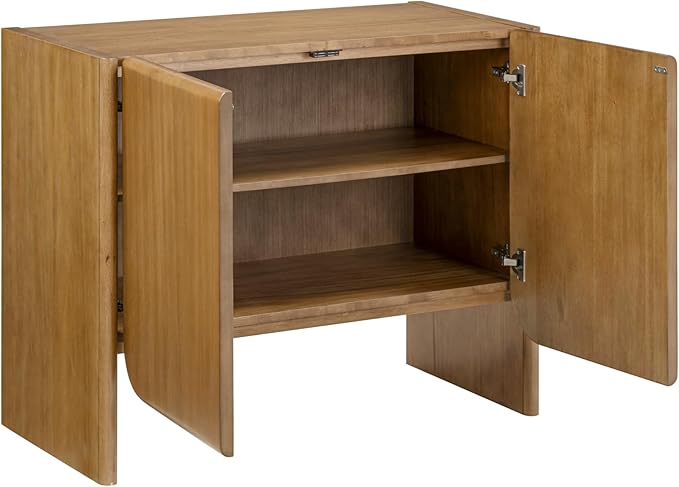 Nathan James Jacala Mid Century Modern Entryway Storage Cabinet with Doors, Living Room Accent Cabinet with Wood Frame, Light Brown Set of 2