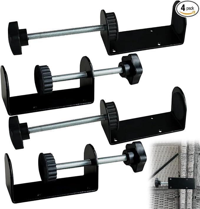 4 Sets Patio Furniture Clips, Adjustable Sectional Couch Sofa Funiture Clamps, Sectional Patio Couches Clips 3in Outdoor Wicker Furniture Clips