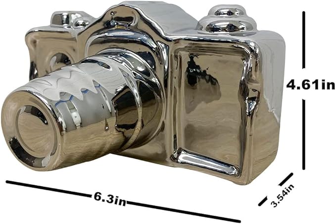 Artgenius Modern Camera Statue and Sculpture Sliver Home Decor,Ceramic Decorative Camera Sliver Table Decor for Shelf,Living Room,Bedroom