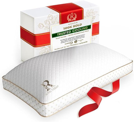 Royal Therapy King Memory Foam Pillow, Adjustable Shredded Odor-Free Pillow for Neck & Shoulder Pain Relief, Support for Back, Stomach, Side Sleepers, AirFlowPRO