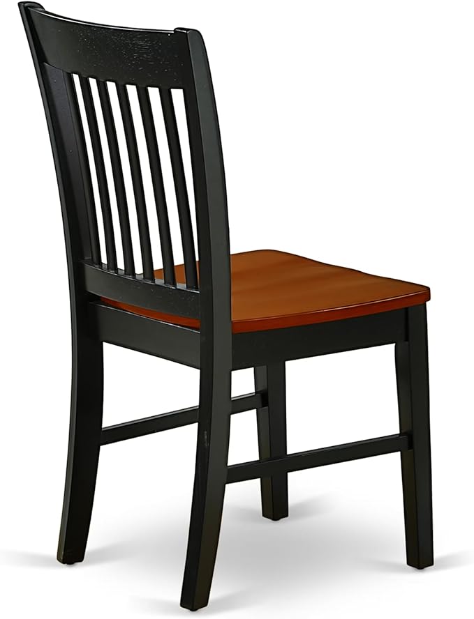 East West Furniture ANNO3-BCH-W 3 Piece Kitchen Table & Chairs Set Contains a Round Dining Room Table with Pedestal and 2 Solid Wood Seat Chairs, 36x36 Inch, Black & Cherry