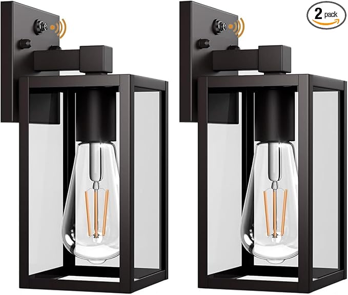 Dusk to Dawn Outdoor Wall Light, Outdoor Lights for House Black Exterior Lighting Fixtures Wall Mount, Aluminum Porch Wall Lanterns Waterproof Outside Light for House Front Door Light