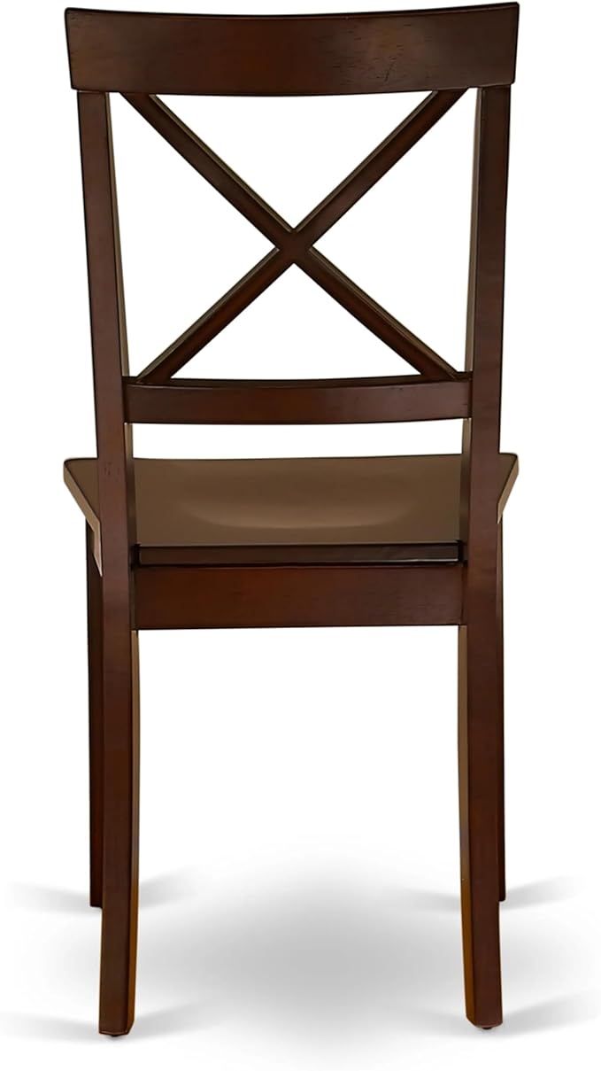 East West Furniture ANBO3-MAH-W 3 Piece Dining Set Contains a Round Kitchen Table with Pedestal and 2 Dining Chairs, 36x36 Inch, Mahogany