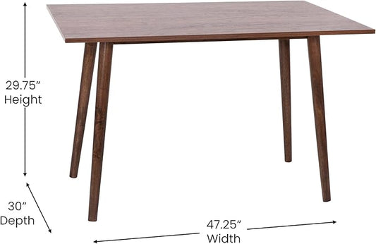 Taylor & Logan Haisley Dark Walnut 47" Mid-Century Modern Wood Dining Table
