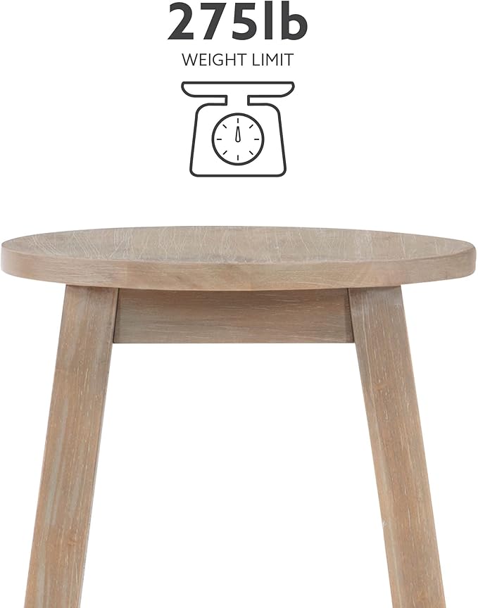 Zeke Grey Wash 24" Counter Stool with Round Seat by Linon