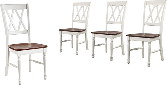Crosley Furniture Shelby Traditional Wood X-Back Dining Room Chairs Set of 4, Kitchen Chair, Distressed White