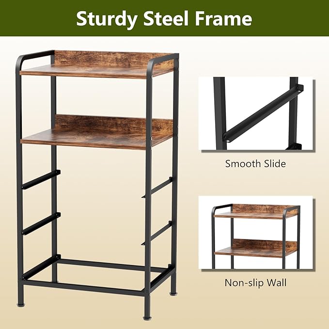 Night Stand with 3 Fabric Drawer and Sturdy Metal Frame, Modern Side Table Lightweight & Durable -55LB Load Capacity, Wear-Resistant & Easy-Clean Surface,Rustic Brown
