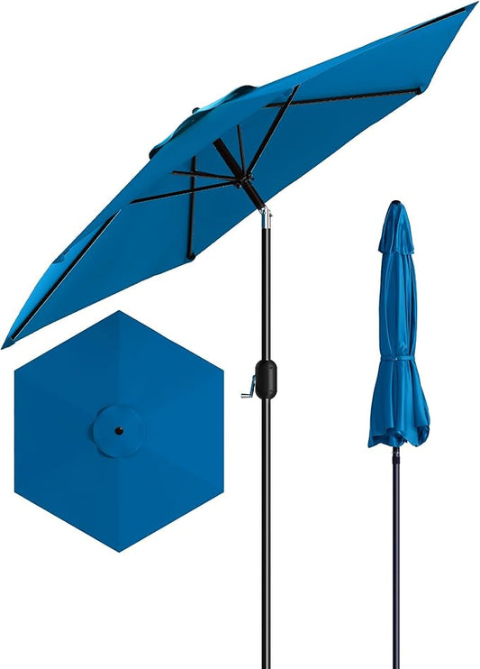 7.5 ft Outdoor Patio Market Umbrella, Light Turquoise Blue