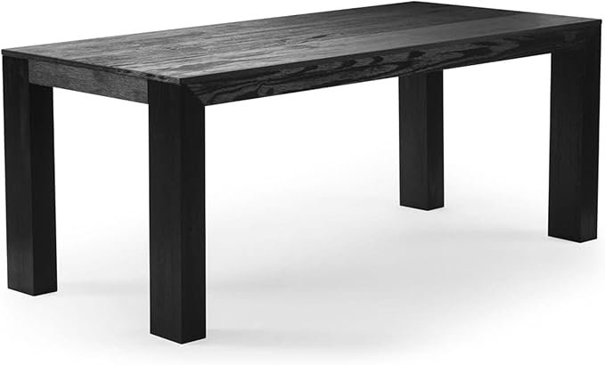 Plank+Beam 72 Inch Modern Solid Wood Dining Table - Solid Pine, Wirebrush Finish, Seats 6, Non-Toxic Finish, Easy Assembly, for Kitchen or Office, Black Wirebrush