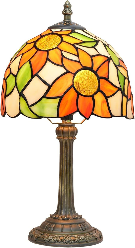Tiffany Lamp Stained Glass lamp Small Bedside Table Lamps for Living Room Bedroom Dorm Kitchen Home Decor Festival Birthday Gift,Sunflower
