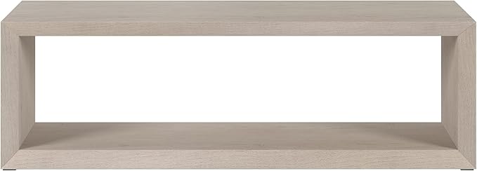 Henn&Hart 58" Rectangular Coffee Table with Open Storage Shelf for Living Room, Family Room, or Office, Beech White