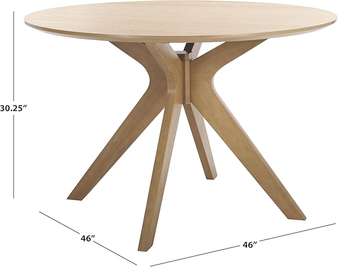 SAFAVIEH Couture Collection – Carolee Natural Brown 46-Inch Round Dining Table, Farmhouse Dining Table for Kitchen or Dining Room, Seats Up to 4 (SFV2134D)