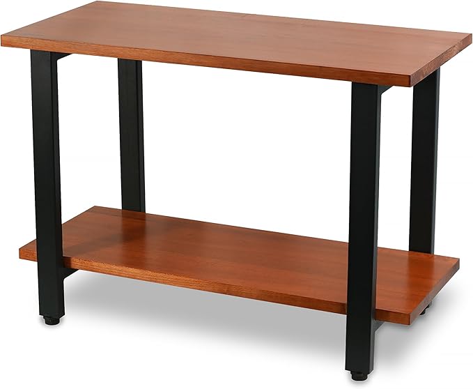 CONSDAN 2-Tier Bookshelf, USA Grown Solid Poplar Hardwood Sofa Table, Display Shelf, Industrial Bookshelf, Narrow Console Table for Entryway, Living Room, Hallway