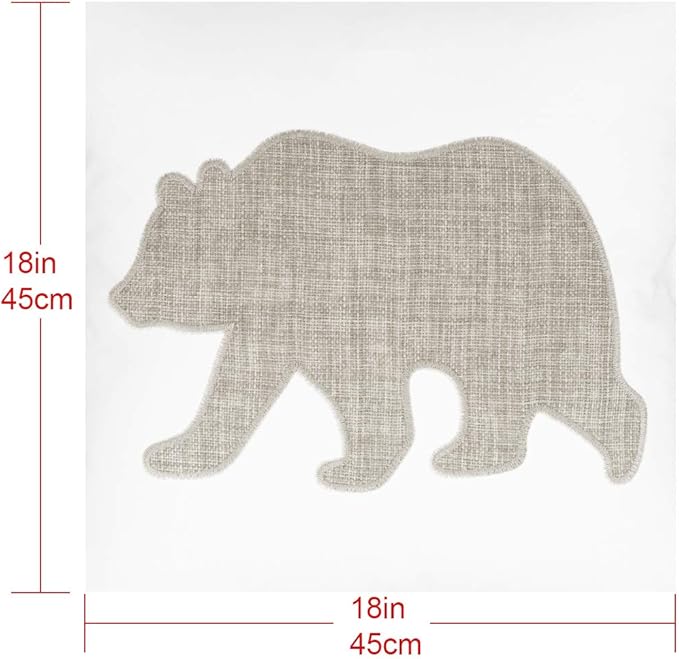 Animal Cotton Throw Pillow Covers Bear Pattren Embroidered 18x18 Inches for Couch Cushions Covers (White) … …