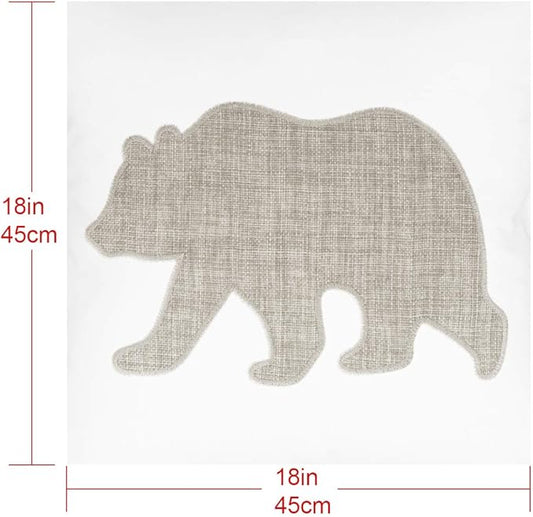 Animal Cotton Throw Pillow Covers Bear Pattren Embroidered 18x18 Inches for Couch Cushions Covers (White) … …