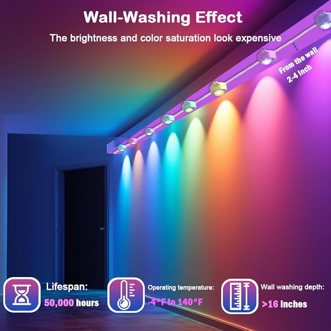 Permanent Outdoor Christmas Lights 100ft,Smart RGB Color Changing Eave Lights with 63 Scene Modes, IP67 Waterproof Permanent Holiday Lamps Outdoor,APP,Voice,Remote Control