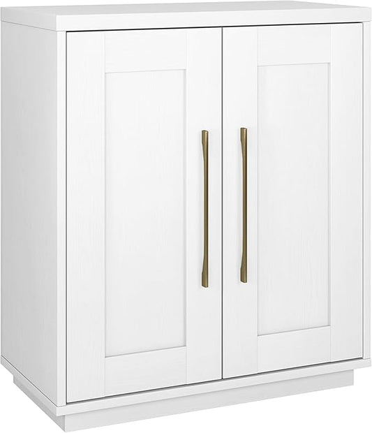 Henn&Hart 28" Accent Cabinet, Modern Sideboard Buffet Cabinet with 2 Panel Doors, an Adjustable Shelf and Cable Management Cut-Out for Living Room, Dining Room, Bedroom or Entryway, White