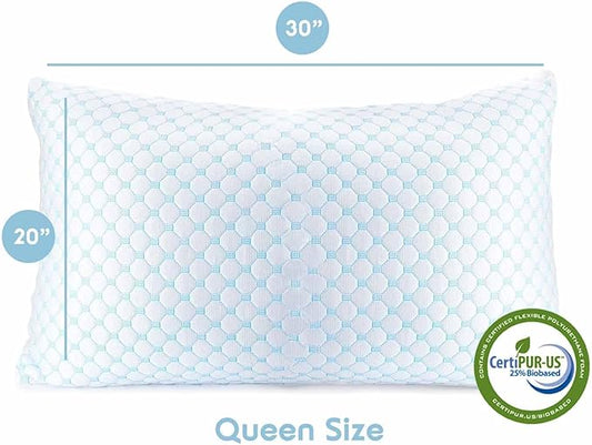 Nestl Cooling Pillows Queen Size Set of 2, Luxury Shredded Memory Foam Pillows for Sleeping 2 Pack, Adjustable Cold Gel Pillow for Hot Sleepers Supportive Cool Pillow for Side Back Stomach Sleepers