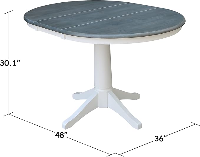 International Concepts 36" Round Table with 12" Leaf-Dining Height
