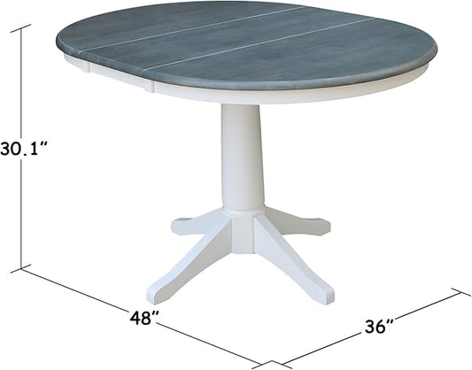 International Concepts 36" Round Table with 12" Leaf-Dining Height