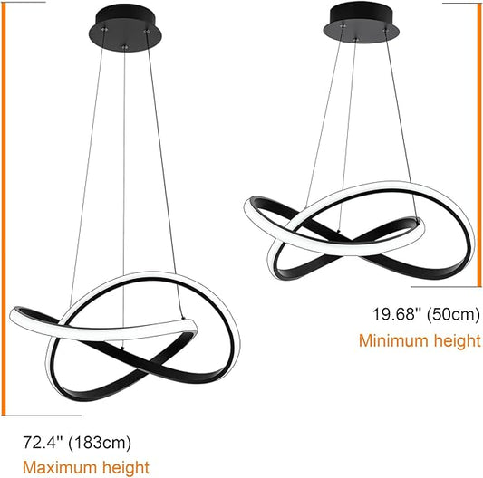 MAYNA Modern LED Pendant Light Fixture, Contemporary LED Chandelier with Irregular Ring Lights, Adjustable Modern Chandeliers for Dining Room Kitchen Entryway Living Room Bedroom, 6000K Daylight