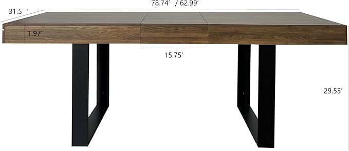 KEIKI 62.99'' to 78.7'' Extendable Dining Table, Modern Farmhouse Expandable Kitchen Table for 6-10 People, Large Wooden Conference Table