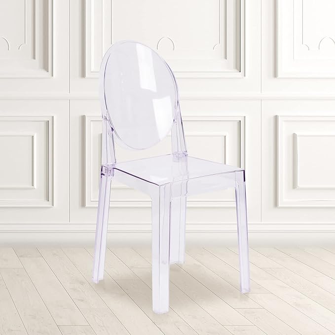 Flash Furniture Revna 4 Pack Revna Ghost Chair with Oval Back in Revna Transparent Crystal