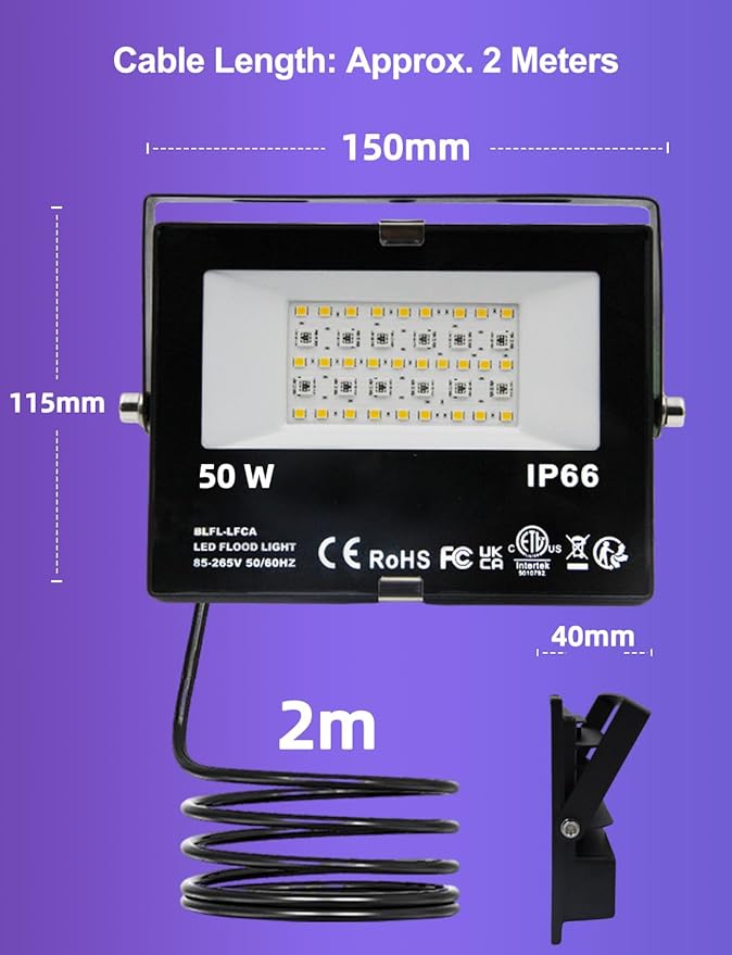 HEKEE RGB Led Flood Light 50W, Outdoor Color Changing DIY Customized Strobe Mode, Stage Landscape Lighting,Floodlights 12 Colors & 4 Modes, Remote Control Included, Timing IP66 Waterproof (2 Pack)