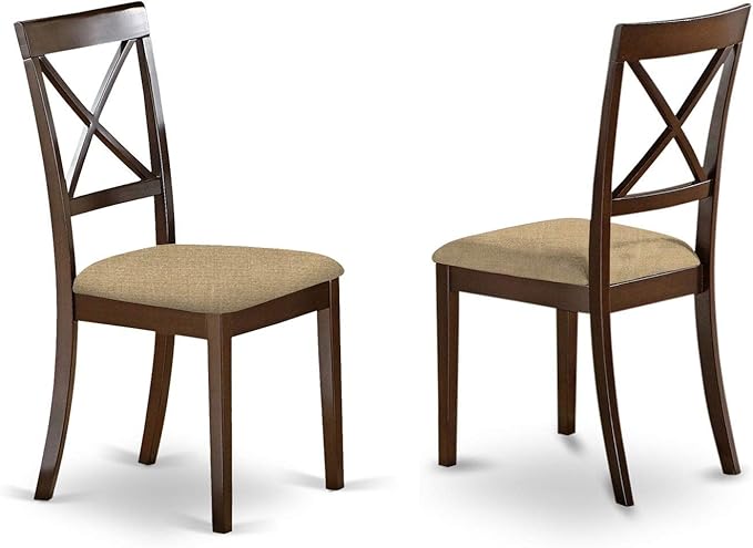 East West Furniture BOC-CAP-W Boston Dining Room Chairs - Cross Back Solid Wood Seat Chairs, Set of 2, Cappuccino