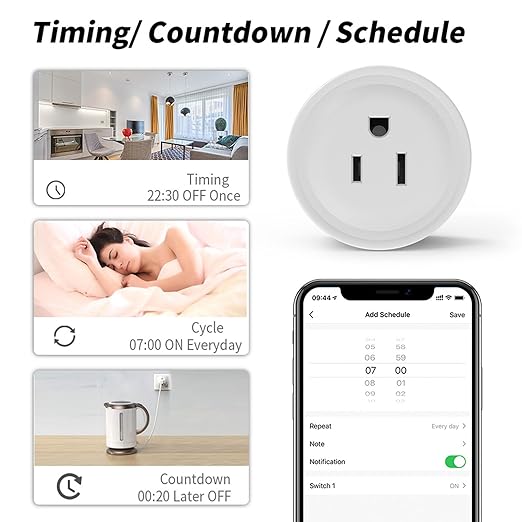 Mengshen 4 Pack WiFi Smart Plug Mini Outlet Socket with App Remote Control Timer Function Compatible with Alexa Google Home Smart Life 2.4GHz Only Wi-Fi Smart Socket for Home