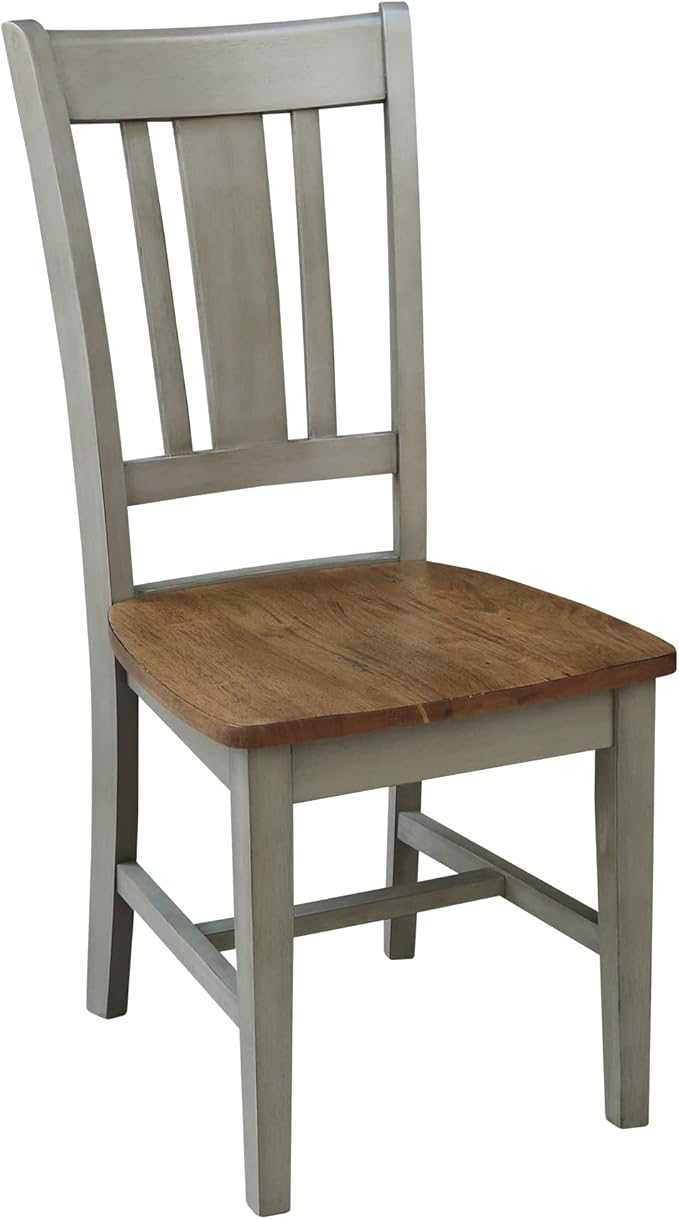 IC INTERNATIONAL CONCEPTS 36" Round Wood Distressed Hickory/Stone Extension Dining Table with 2 Chairs