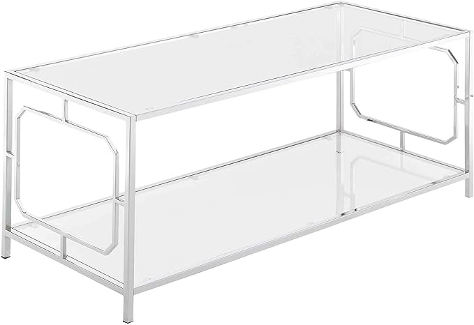 Convenience Concepts Omega Chrome Coffee Table, Clear Glass / Chrome Frame