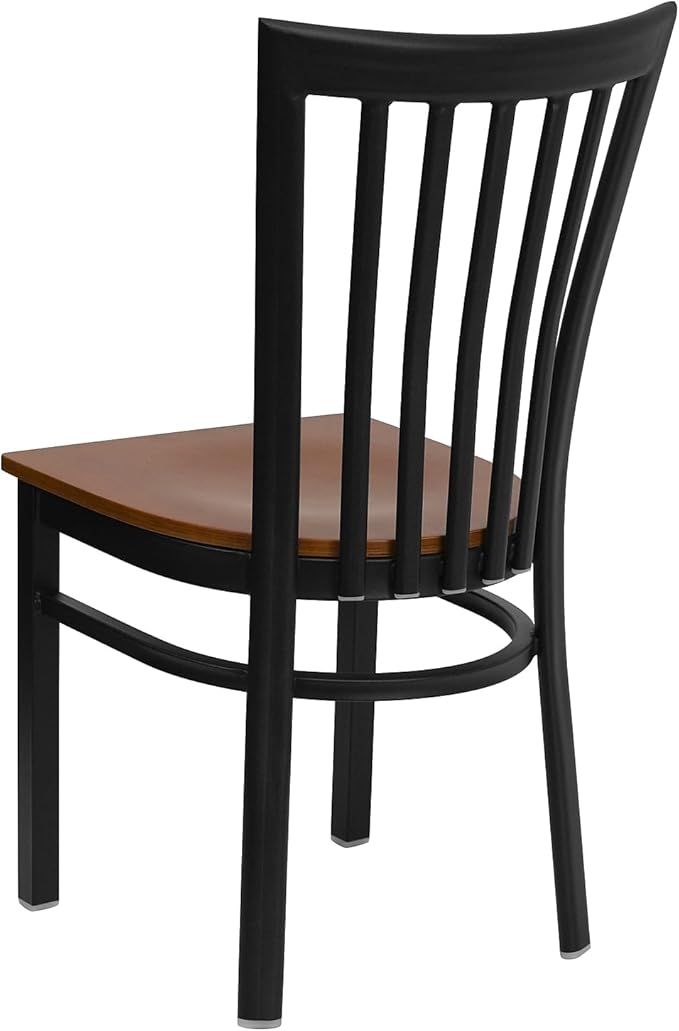 Flash Furniture HERCULES Series Black School House Back Metal Restaurant Chair - Cherry Wood Seat