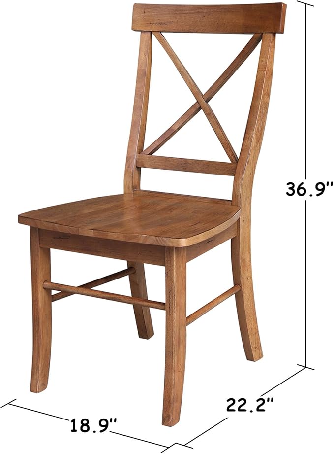 IC INTERNATIONAL CONCEPTS 36" Solid Wood Round Extension Dining Table with 4 Chairs in Oak