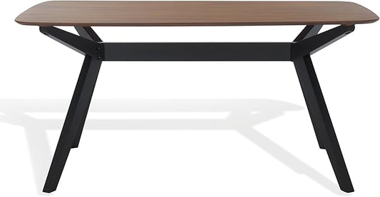 SAFAVIEH Couture Collection - Divya Walnut & Black Rectangle Wood Dining Table, Modern Two-Tone Design, Seats up to 6 (SFV6711A)