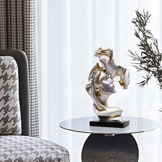 Kiss Statues,Resin Statue Ornaments, Abstract Style Sculptures, Valentine's Day, Living Room Dining Desk Decorations,Bookshelf Decorative Objects,Modern Home Decor(Gold)