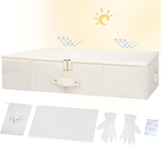 Duduboy Wedding Dress Storage Box Bridal Essentials Heirloom Breathable Wedding Gown Preservation Box - Large Size with Microfiber Gloves Acid-Free Tissue Paper and Dustproof Bag