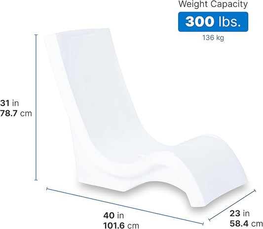 Step2 Vero Pool Chair, Fade-Resistant, Waterproof Patio Furniture for Sun Shelf, Use in Pools up to 9-Inches of Water, Weighted, White