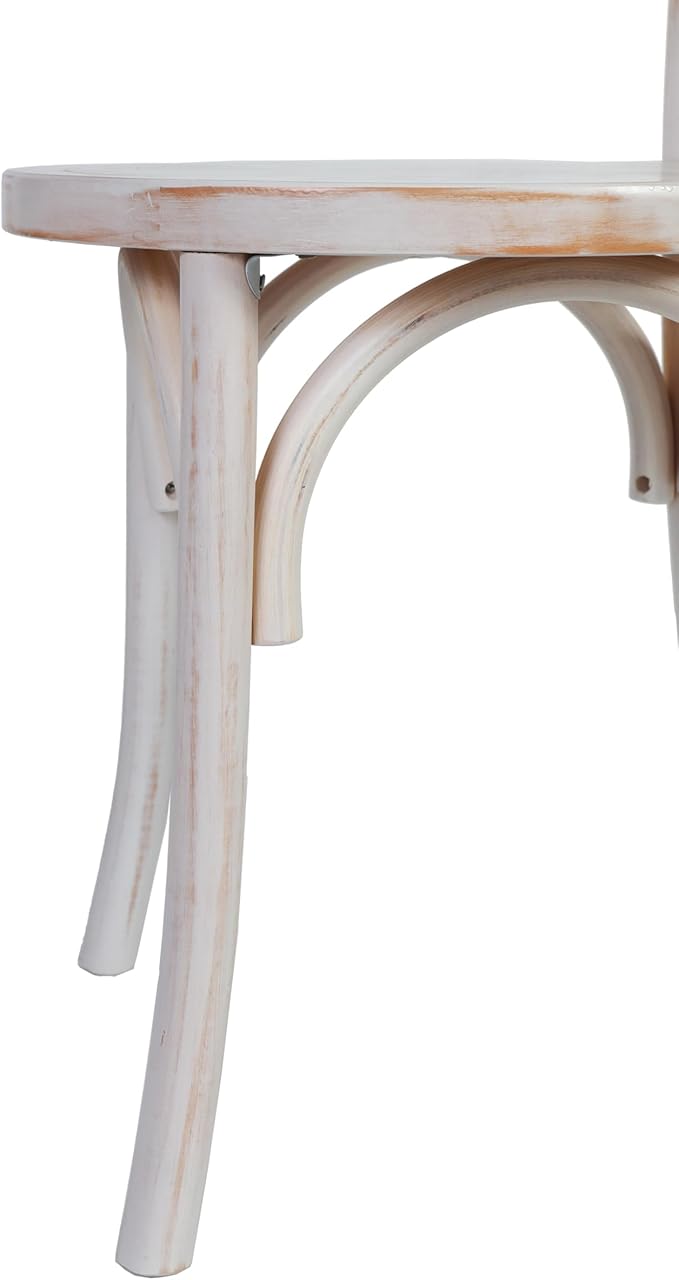 Flash Furniture Betsy Commercial Solid Wood Dining Chair, Thonet Style, Stackable Design, Mortise and Tenon, 350 lbs. Static Weight Capacity, White Wash