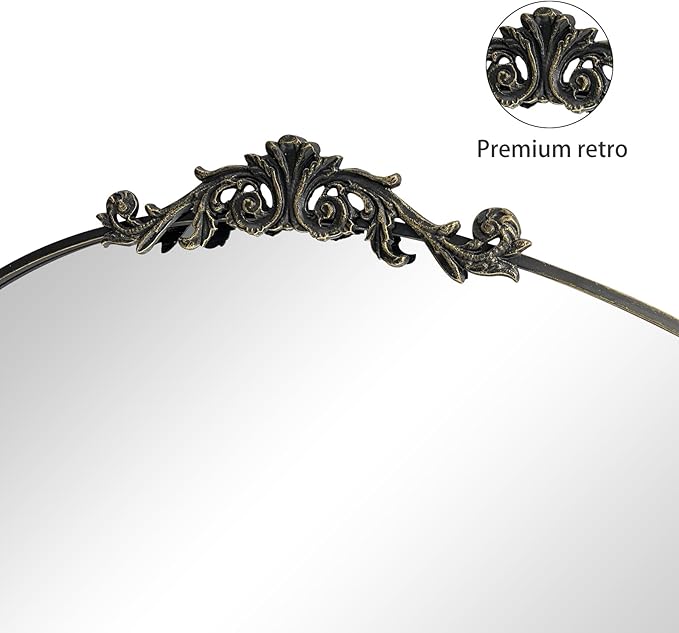 Black Vintage Wall Mirror Window Decorative Traditional Mirrors Antique Arched Farmhouse for Living Room Bedroom Entryway Bathroom Vanity (29 * 36 * 1.2,Black)