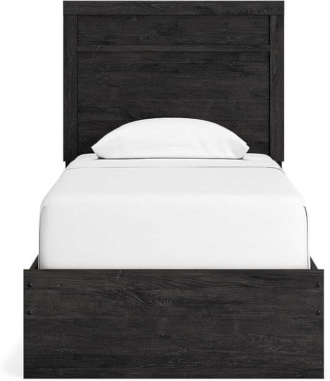 Signature Design by Ashley Belachime Rustic Twin Panel Bed, Foundation or Box Spring Needed, Gray