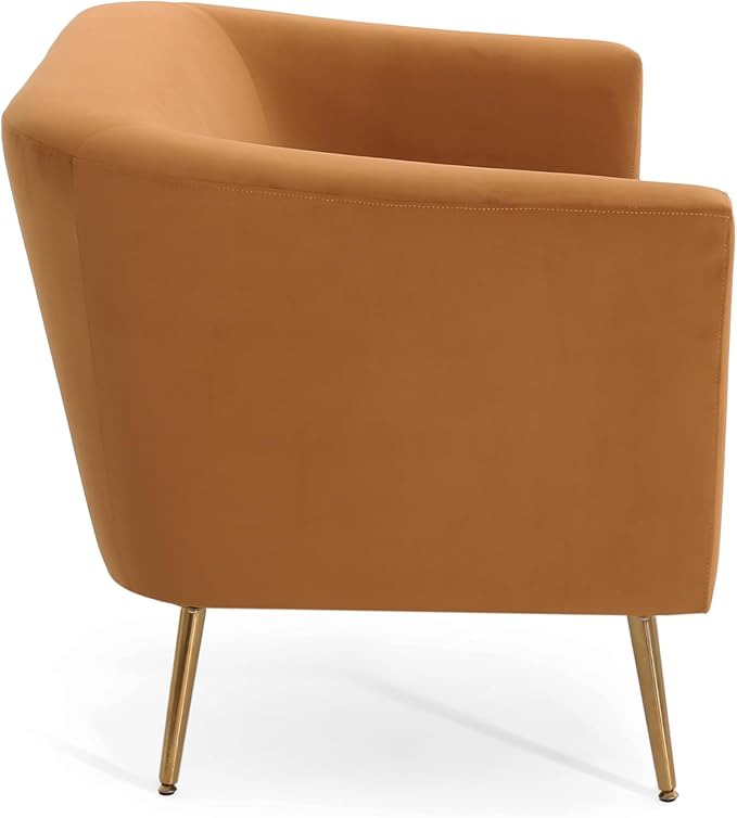 Christopher Knight Home Indoor Glam Fabric Upholstered Loveseat for Living Room,Tub-Design 2-Seater Sofa with Removable Seat Cushion and Tapered Steel Legs, Turmeric Yellow and Gold