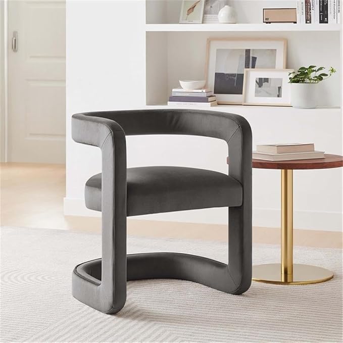 Modway Winslow Stain-Resistant Performance Velvet Accent Chair in [Color]- Open Back Barrel Armchair - Versatile Upholstered Dining Chair - Cozy Reading Chair